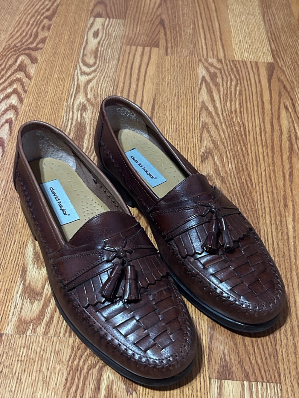 David Taylor Kennedy Brown Woven Tassel Casual Comfort Loafers Men's Size 13D
